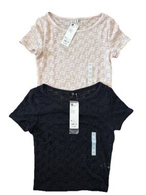 GU Lace T-Shirt Uniqlo Sister Brand Japan 1 Pink 1 Black size Extra Small